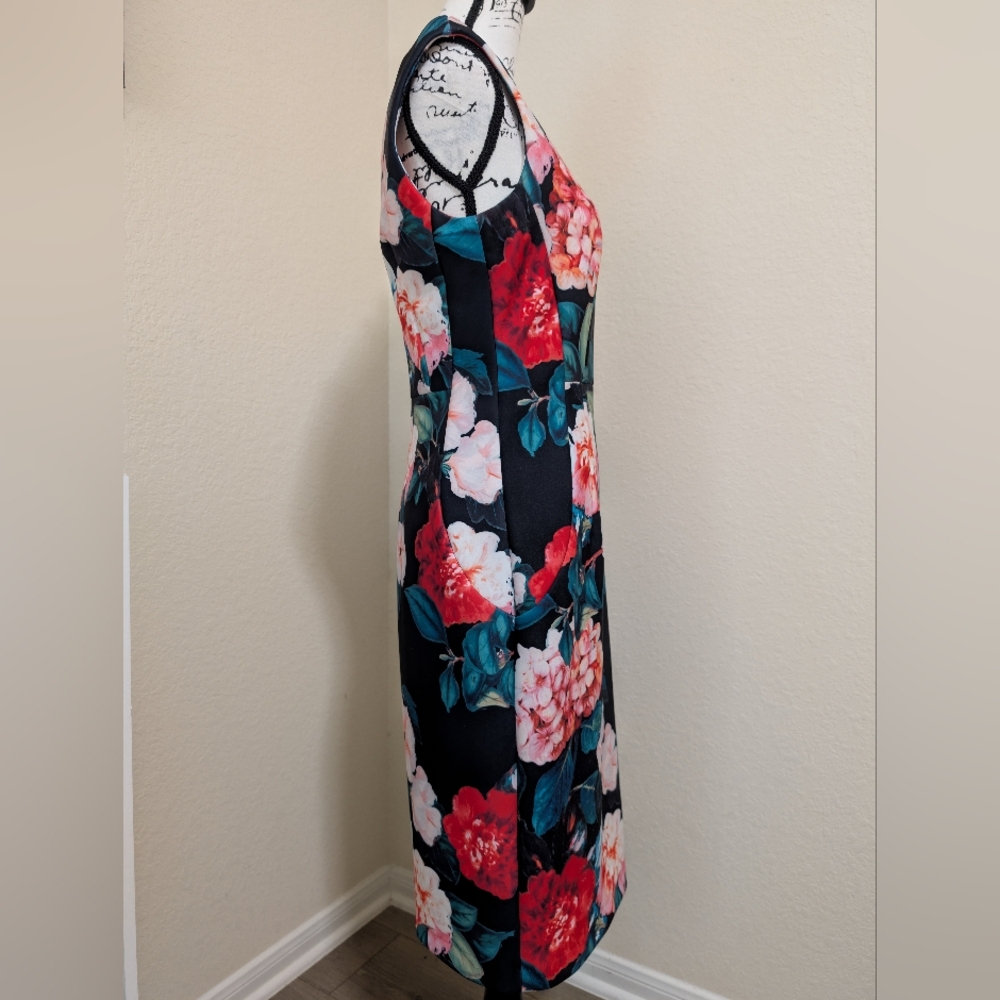 Calvin Klein Floral Sheath Sleeveless Midi Dress•Black,Red,Green,Pink•Size 4♥️🩷 - Picture 11 of 13